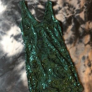 Forever 21 Green Sequin Holiday Mini Dress